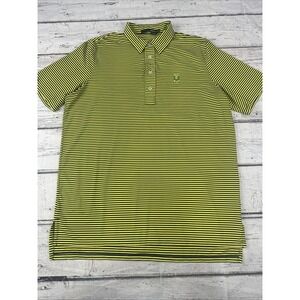 Men's Ralph Lauren Polo RLX  Yellow & Navy Striped Size Large PCG Logo On Front